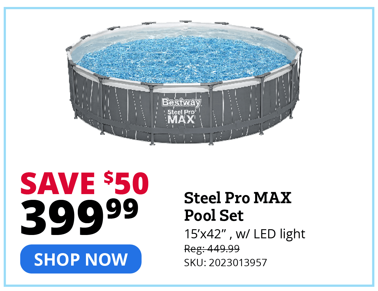 Bestway® Steel Pro MAX 15' x 42" Round Above Ground Pool Set with LED Light - 561GBE