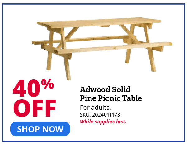 Adwood Solid Pine Picnic Table