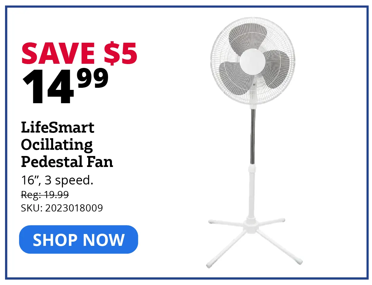 LifeSmart Oscillating Pedestal Fan - FS-16F