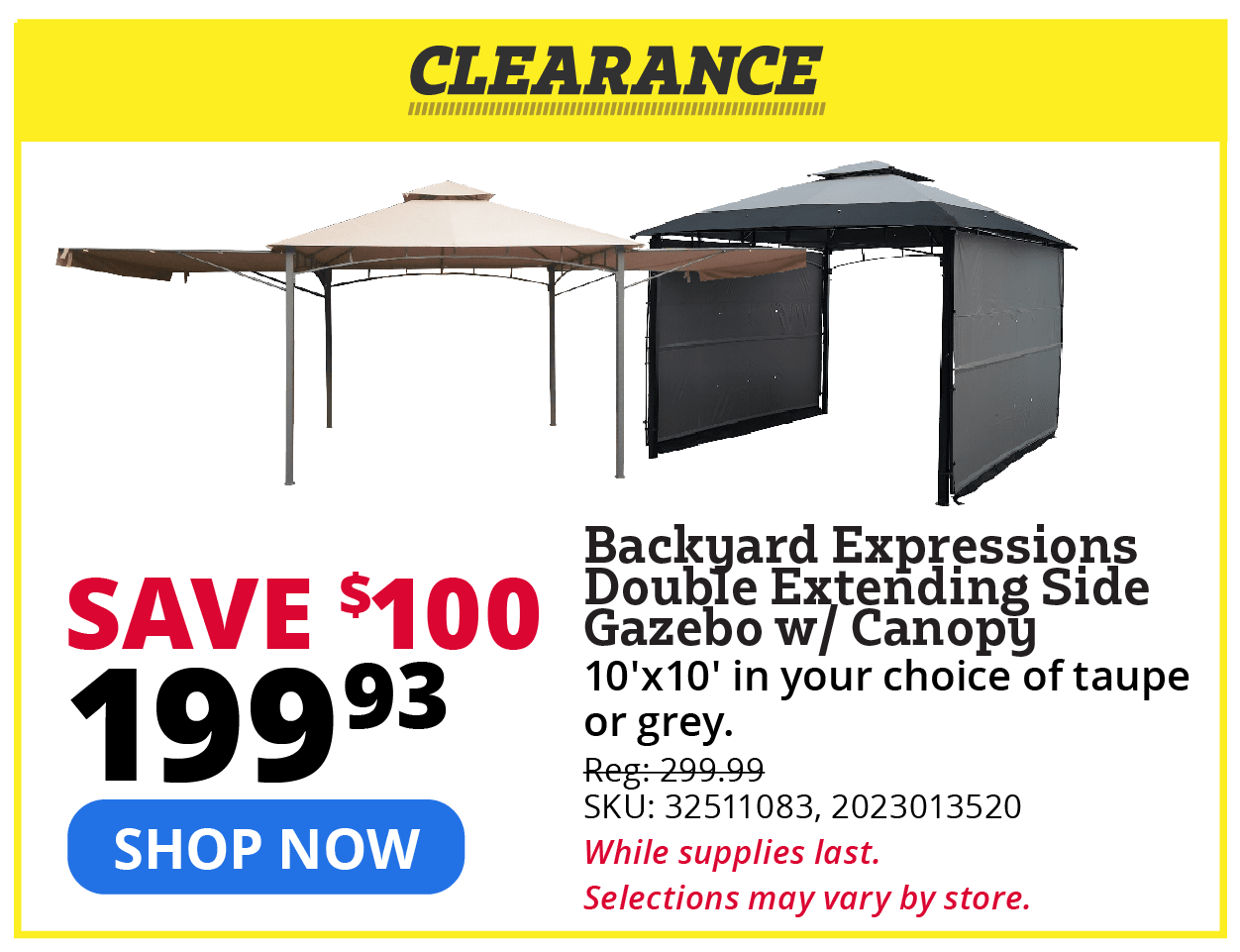 Backyard Expressions Double Extending Side Gazebo w Canopy