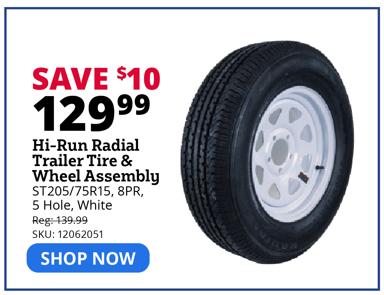 Hi-run radical trailer tire and wheel assembly