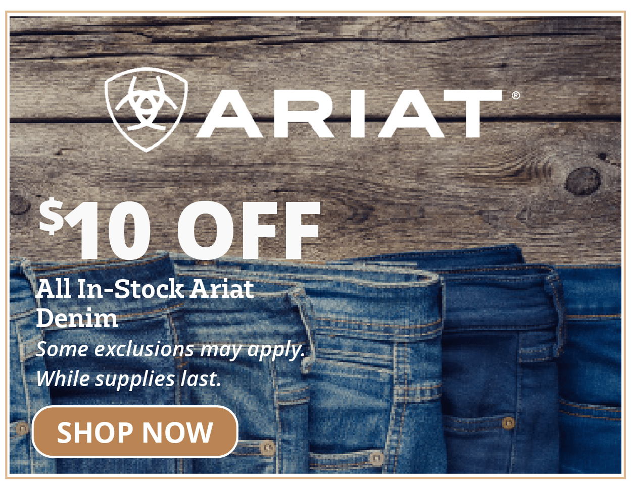 $10 Off All In-Stock Ariat Denim