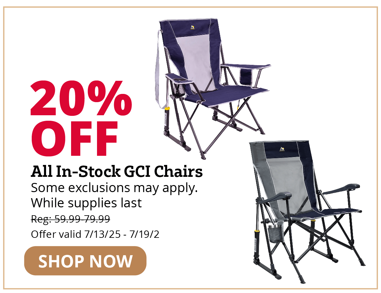 20% OFF All In-Stock GCI Chairs
