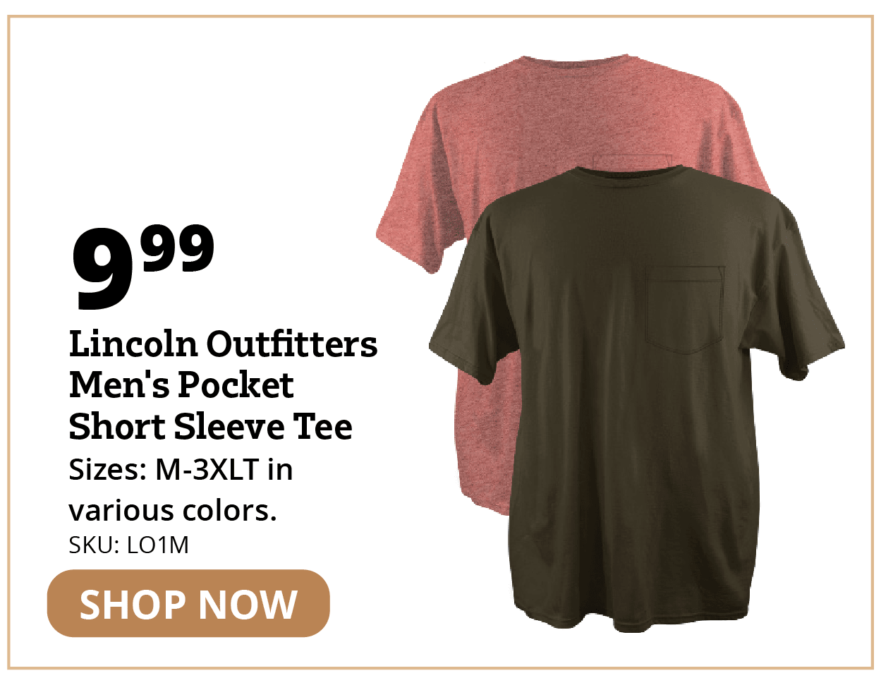 Lincoln Outfitters Men's Pocket Short Sleeve Tee