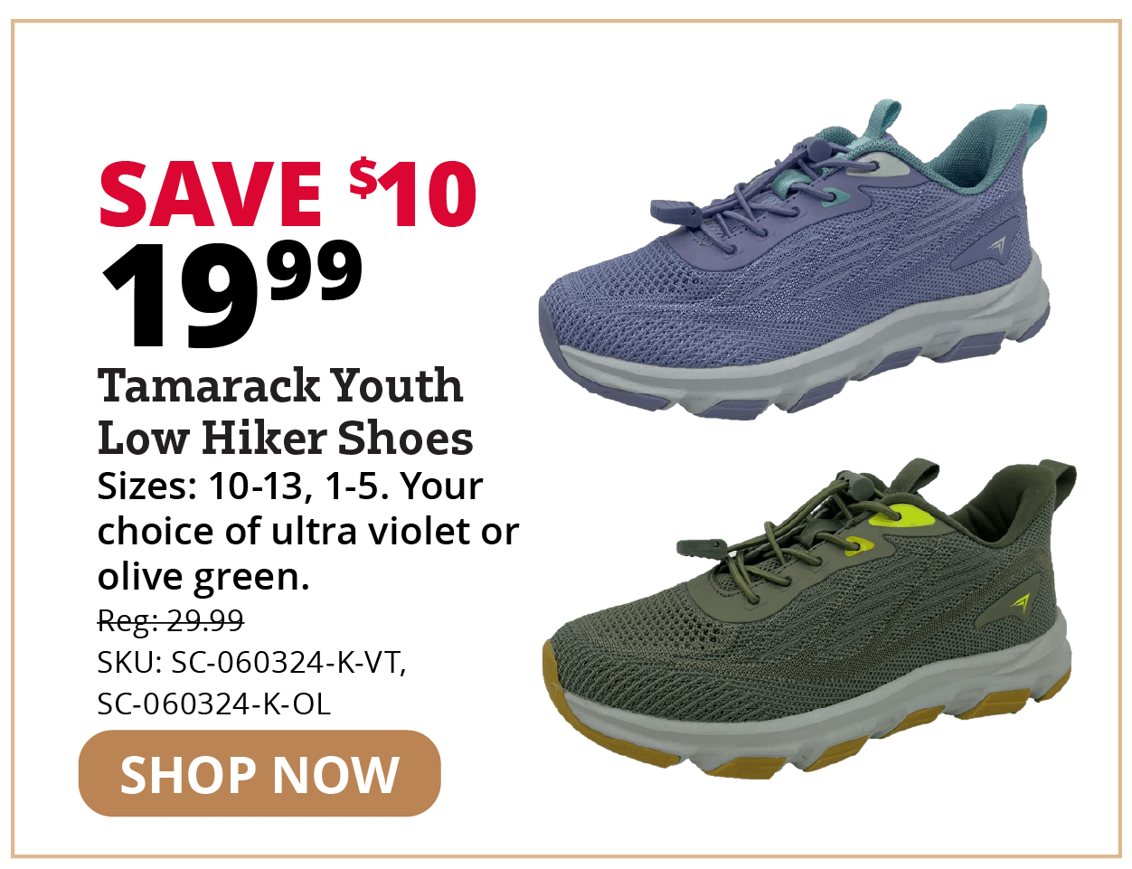 Tamarack Youth Low Hiker Shoes