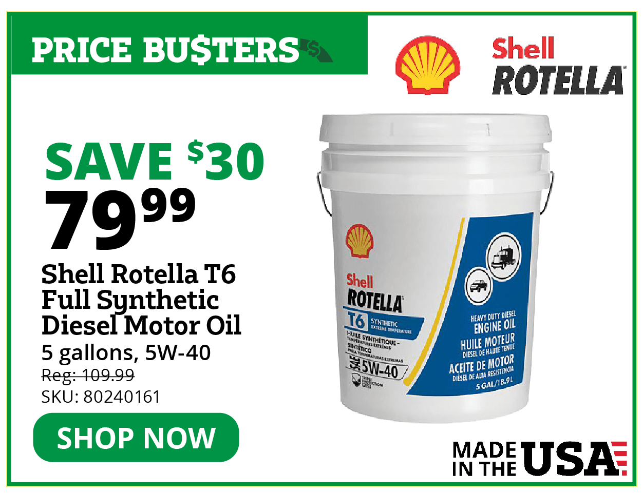 Shell Rotella T6 Full Synthetic Diesel Motor Oil