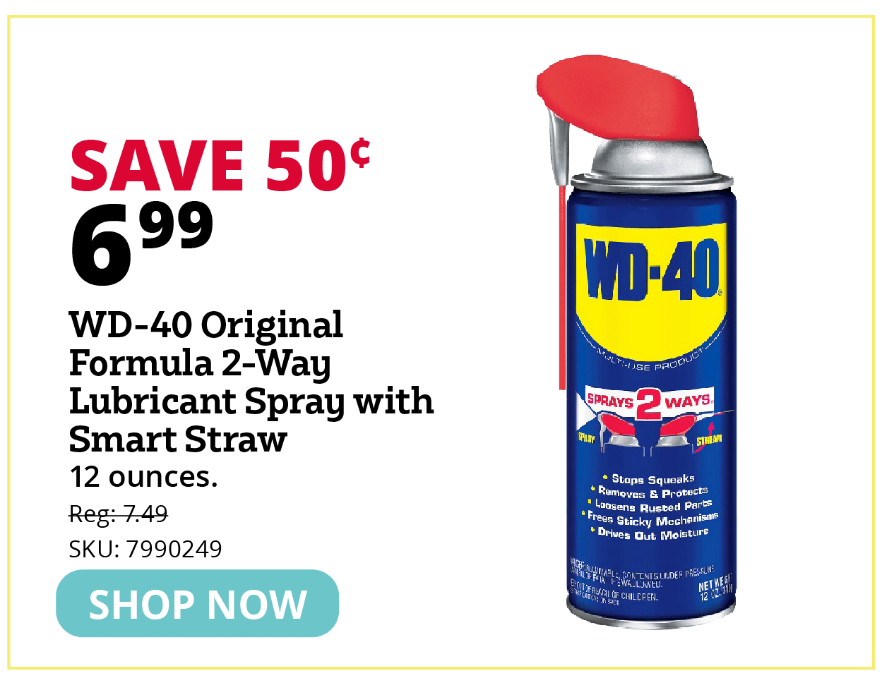 WD-40 Original Formula 2-Way Lubricant Spray with Smart Straw