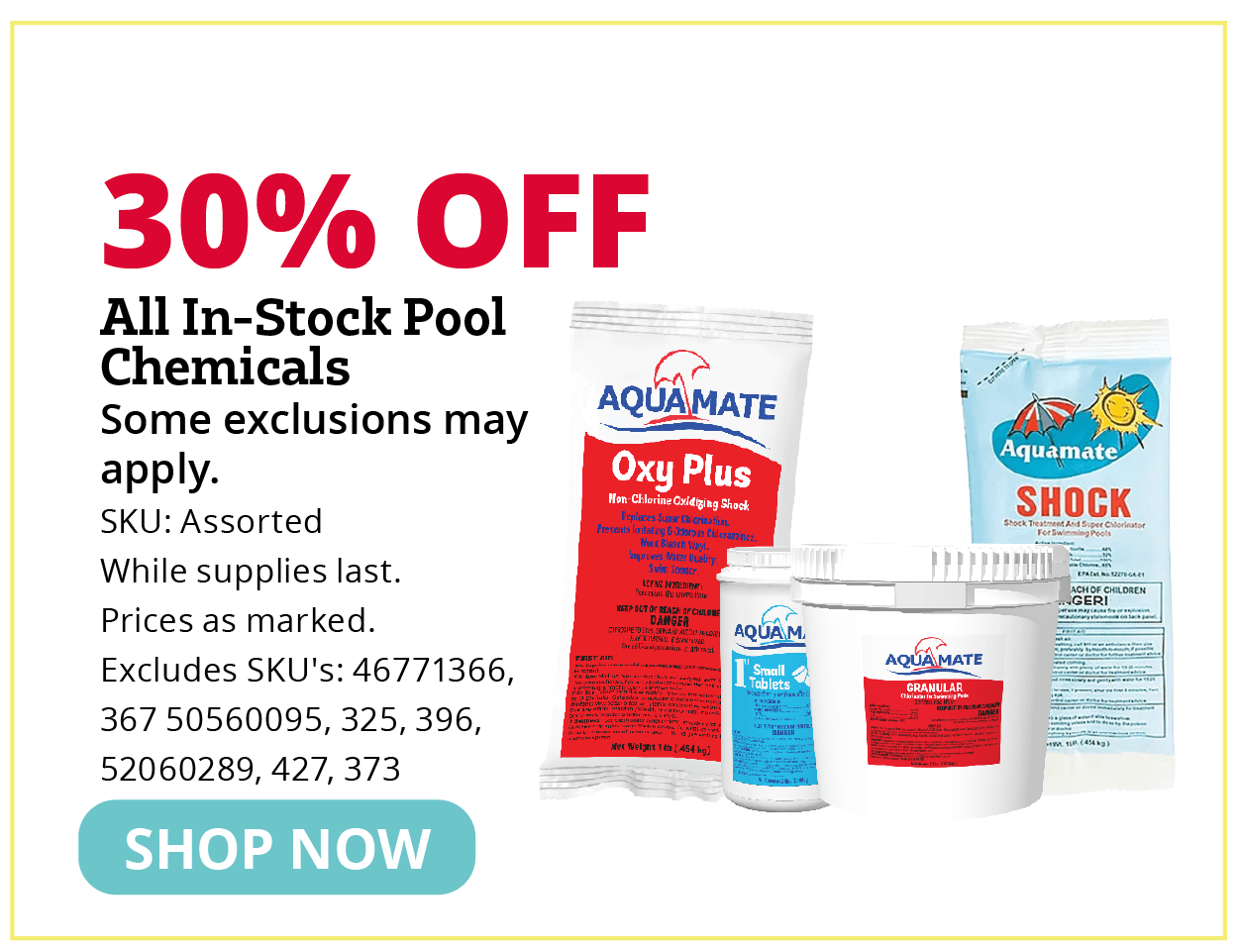 30% OFF All In-Stock Pool Chemicals