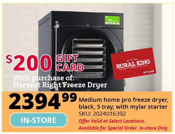 gift card with purchase of freeze dryer