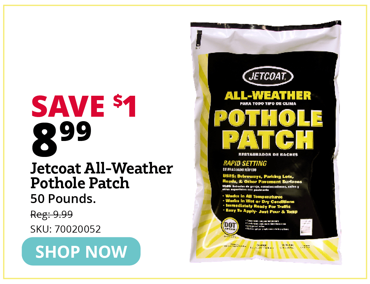 Jetcoat All-Weather Pothole Patch