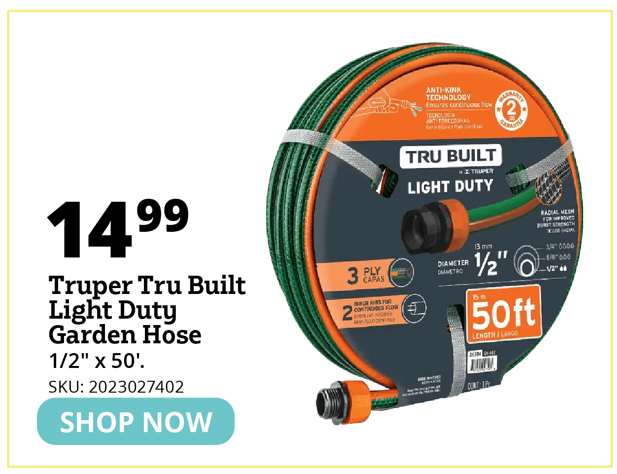 Truper Tru Built Light Duty Garden Hose