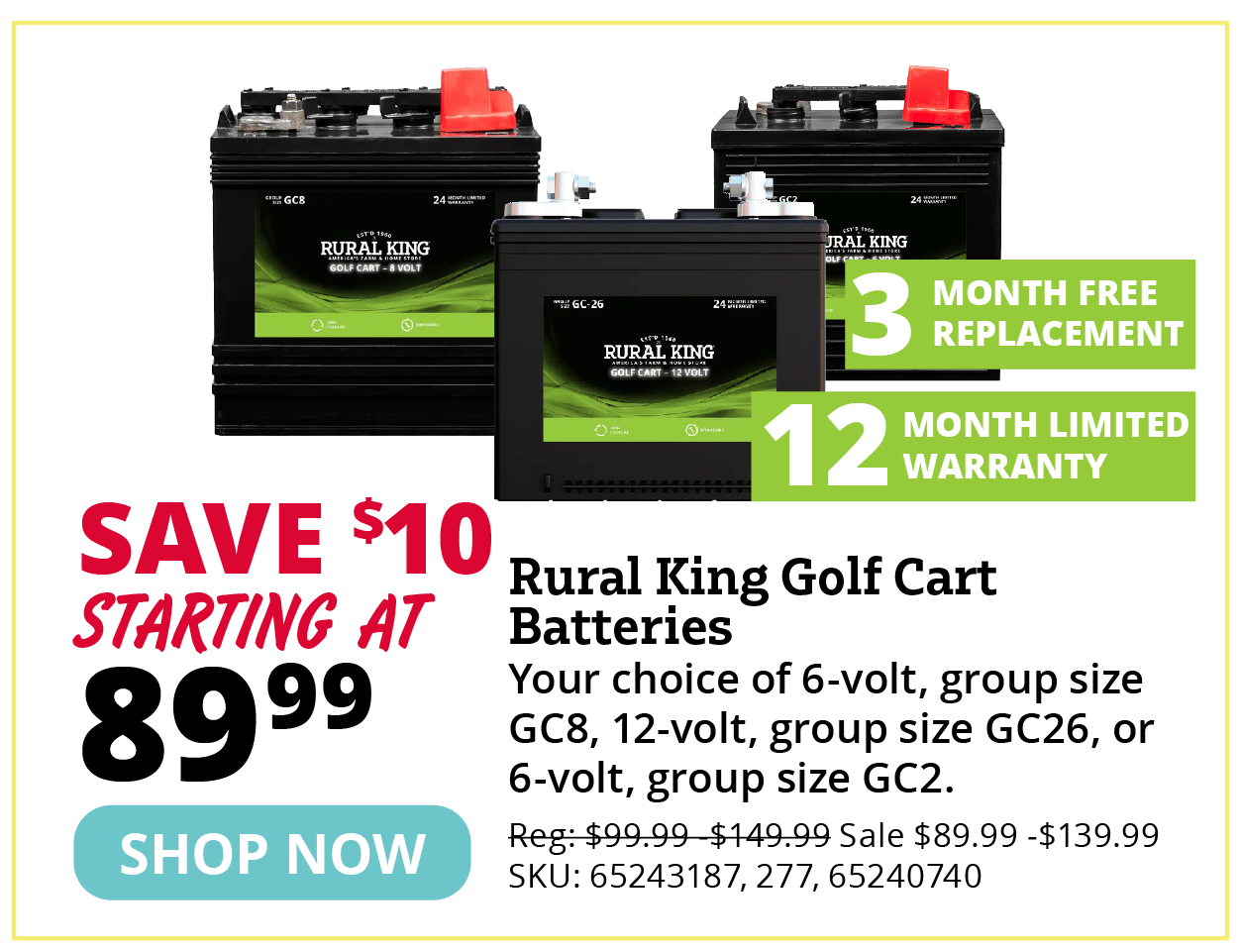 Rural King Golf Cart Batteries