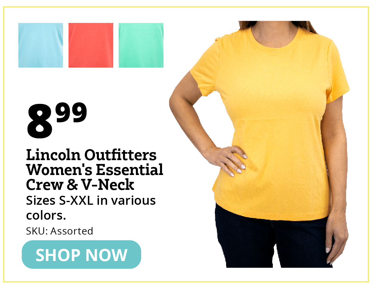 Lincoln Outfitters Women's Essential Crew & V-Neck