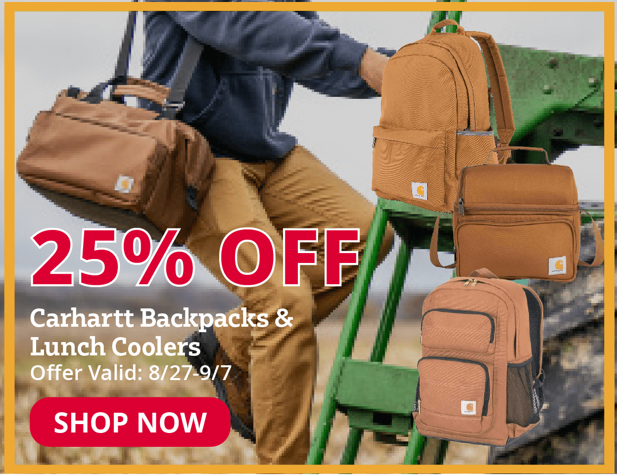 25% Off Carhartt Backpacks & Lunch Coolers