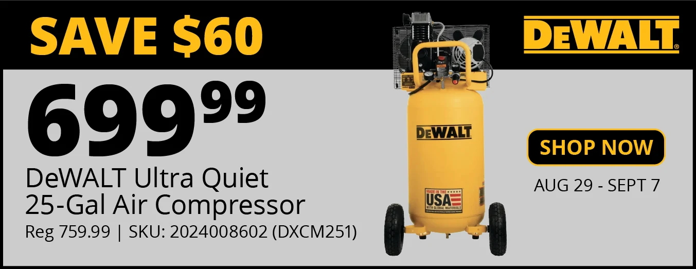 DeWalt Ultra Quiet Air Compressor 25 Gallon - DXCM251