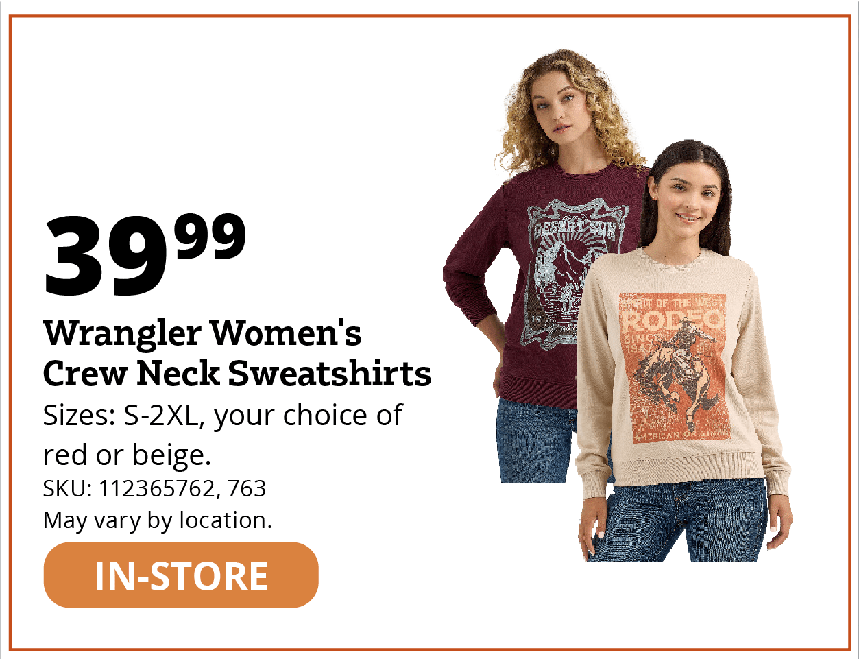 Wrangler Women's Crew Neck Sweatshirts
