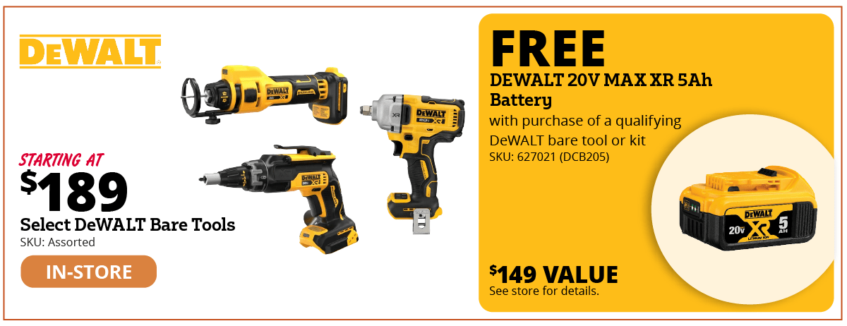 FREE DEWALT 20V MAX XR 5Ah Battery