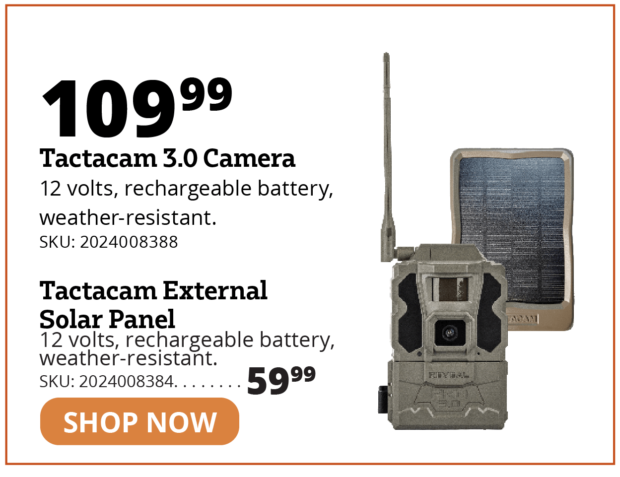 Tactacam 3.0 Camera & Solar Panel