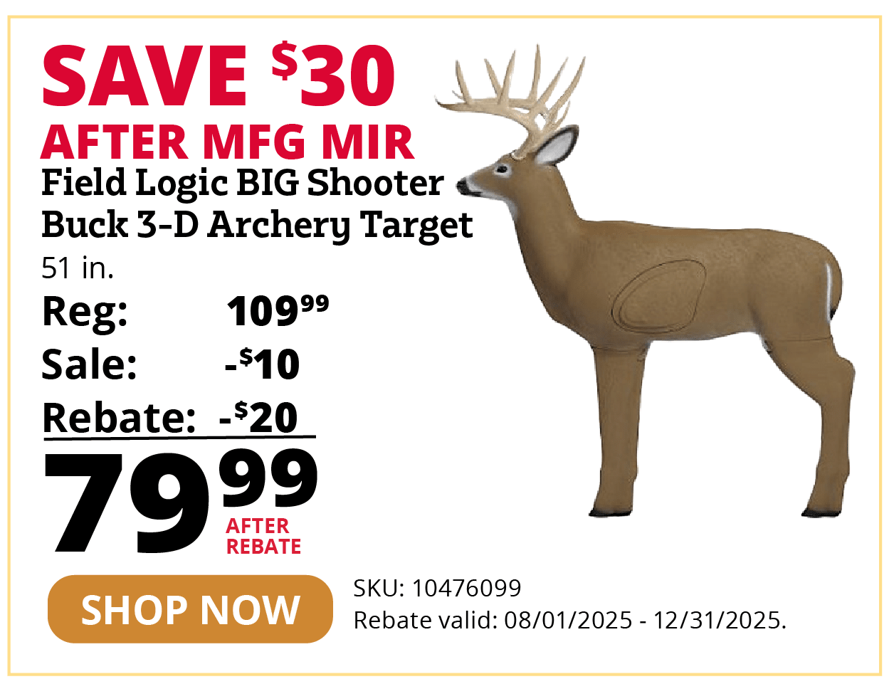 Field Logic BIG Shooter Buck 3-D Archery Target