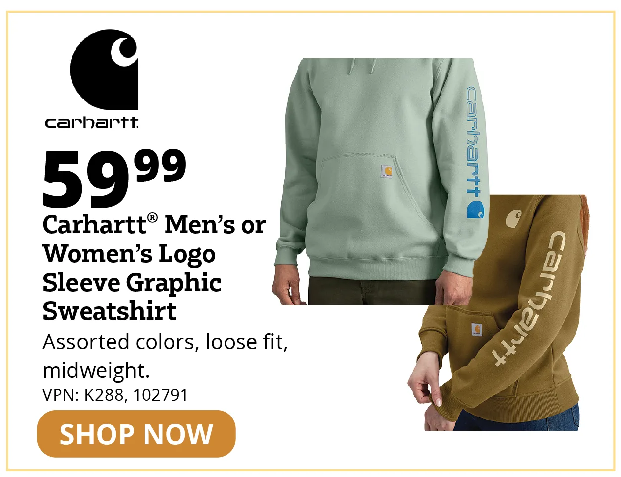 Carhartt® Men's or Women's Logo Sleeve Graphic Sweatshirt