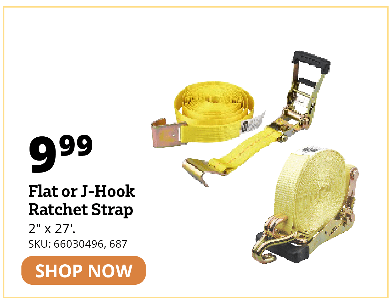 Flat or J-Hook Ratchet Strap