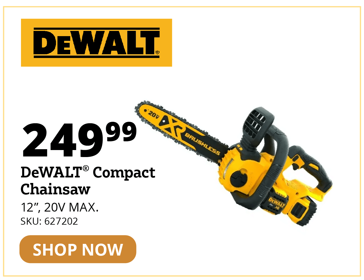 DEWALT® 20V MAX 12" Compact Chainsaw