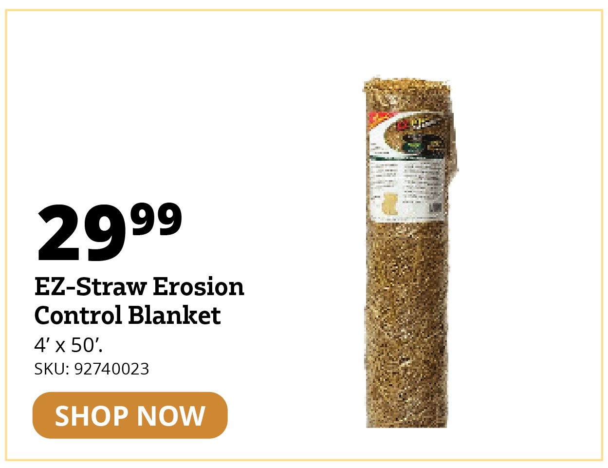 EZ-Straw 4' x 50' Erosion Control Blanket