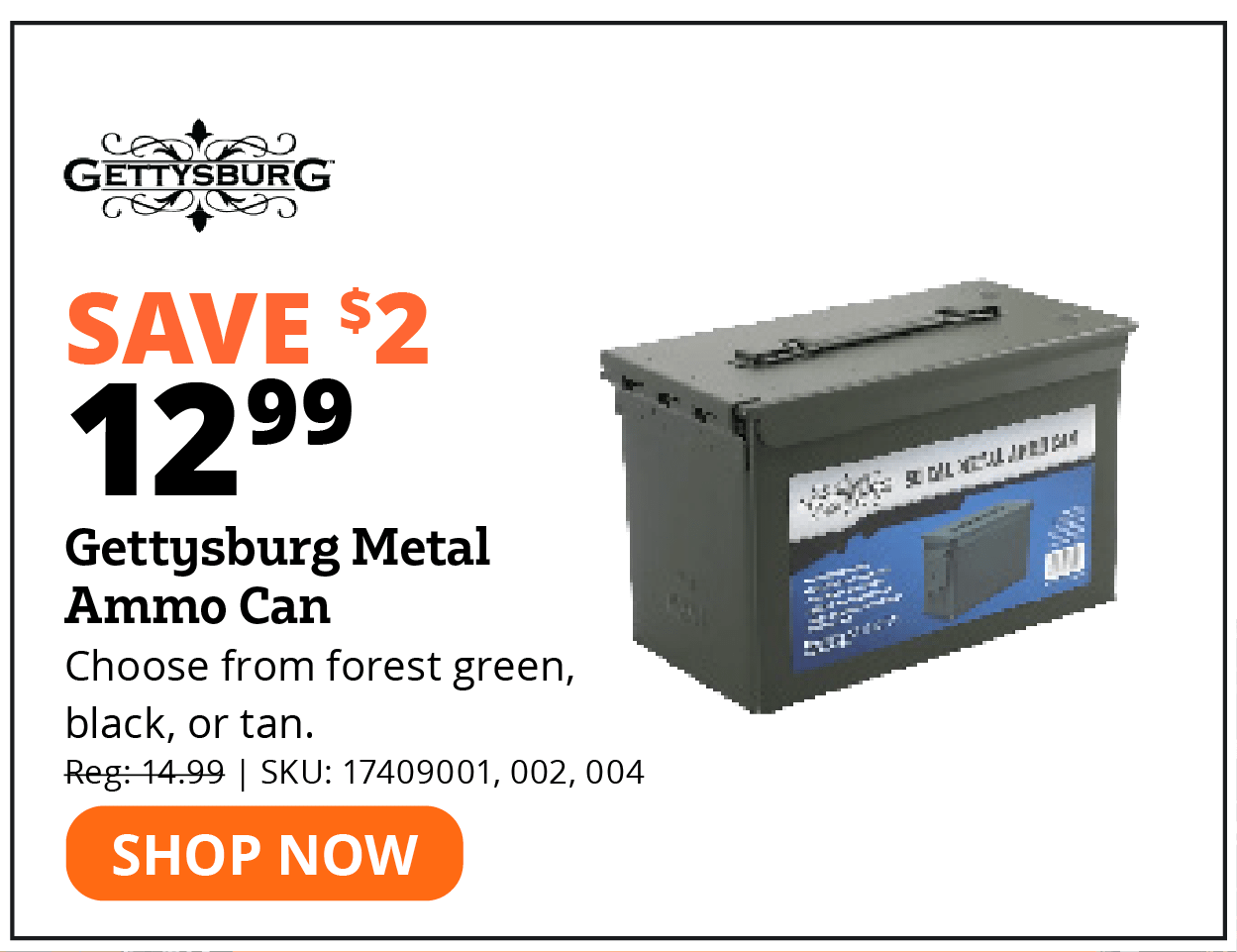 Gettysburg Metal Ammo Can