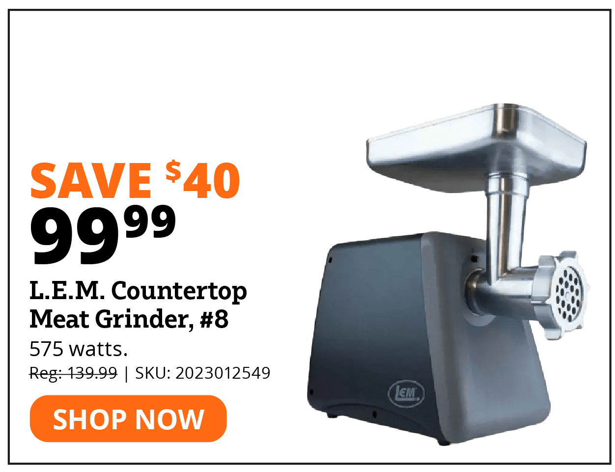 L.E.M. Countertop Meat Grinder, #8