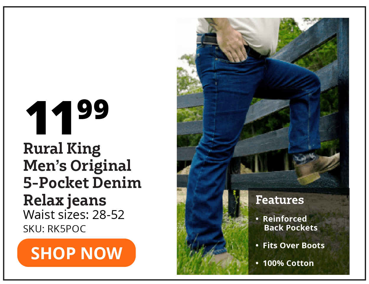Rural King Men's Original 5-Pocket Denim Relax Jeans
