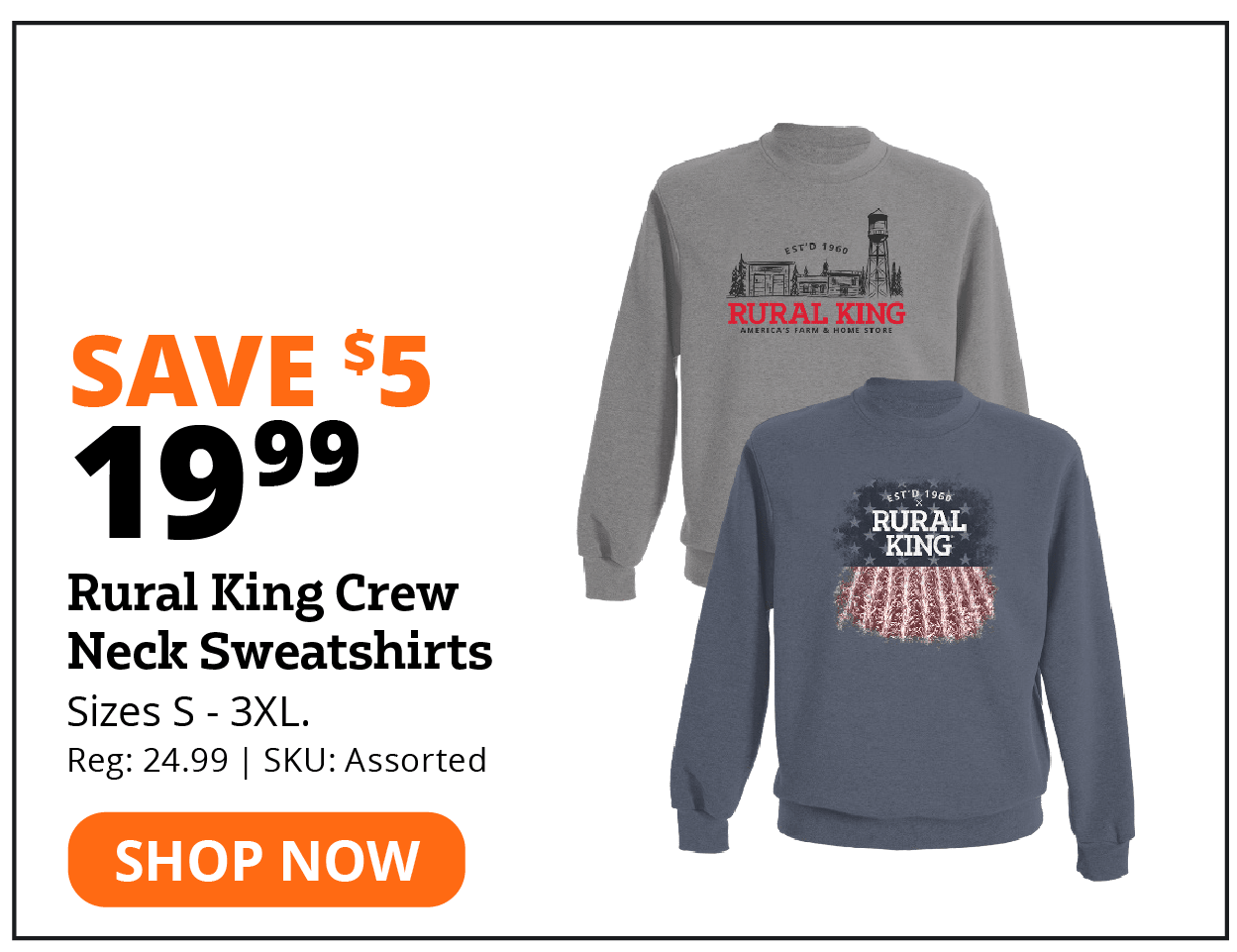 Rural King Cew Neck Sweatshirts