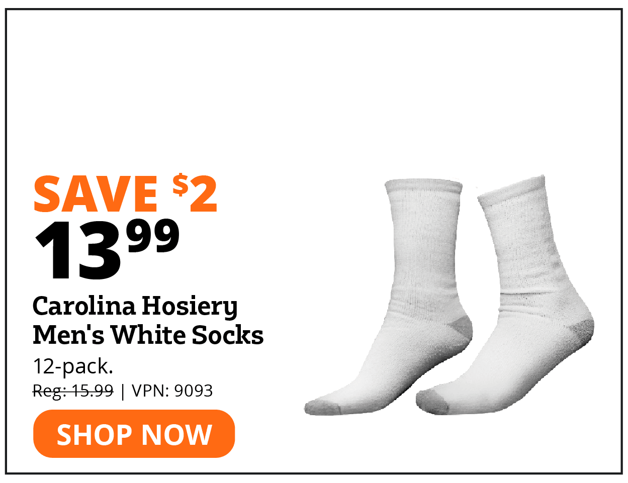 Carolina Hosiery Men's White Socks