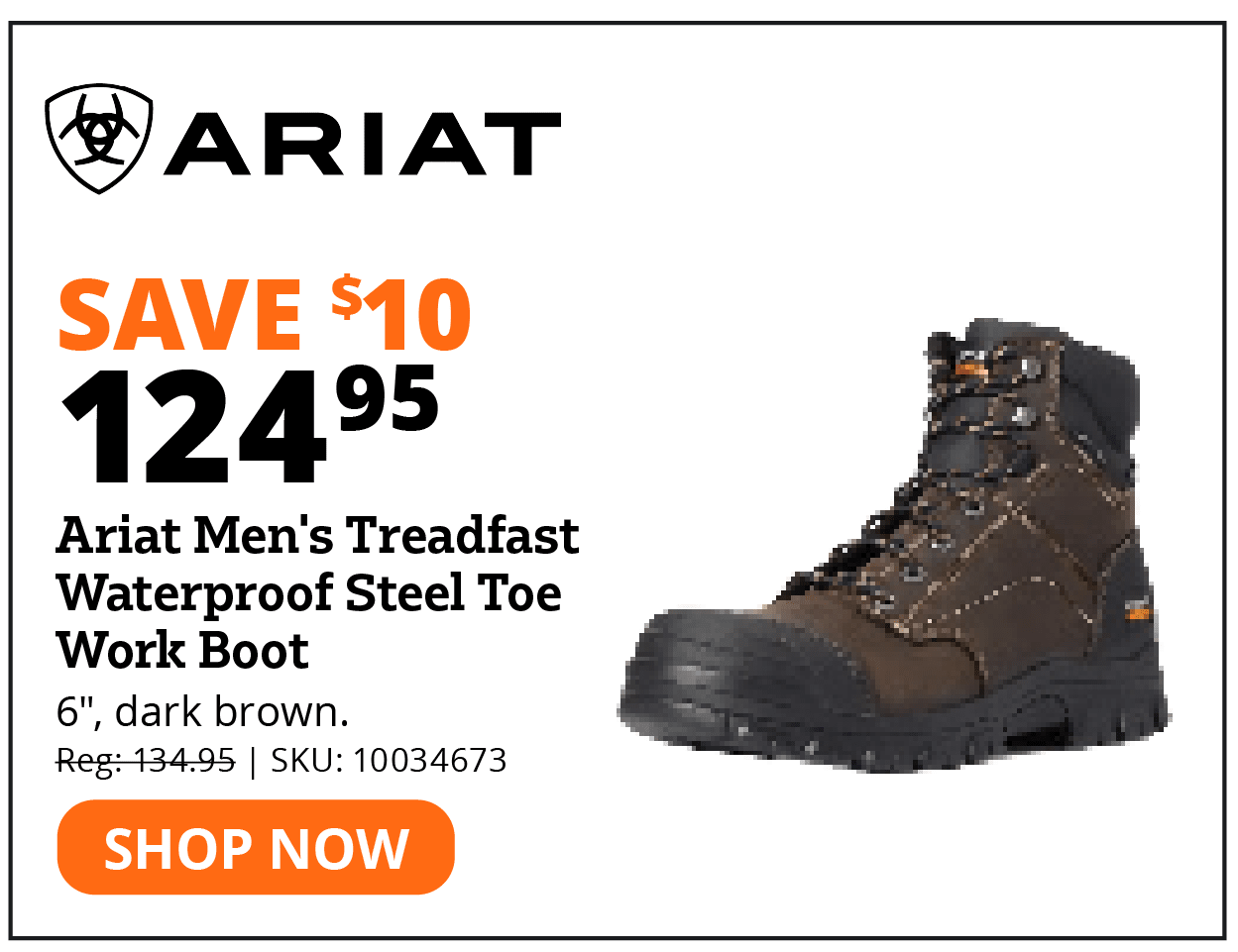 Ariat Men's Treadfast Waterproof Steel Toe Work Boot