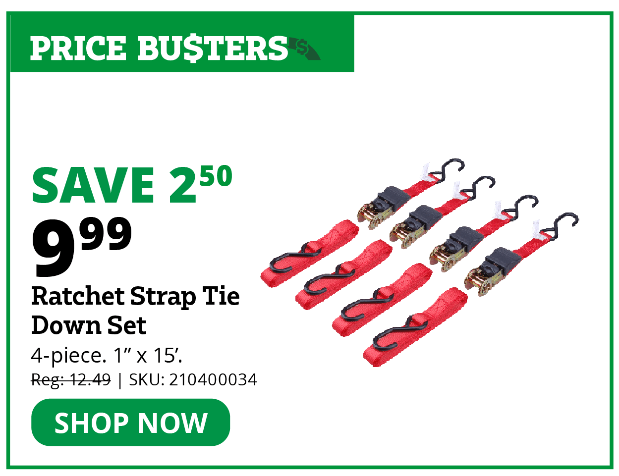 Ratchet Strap Tie Down Set