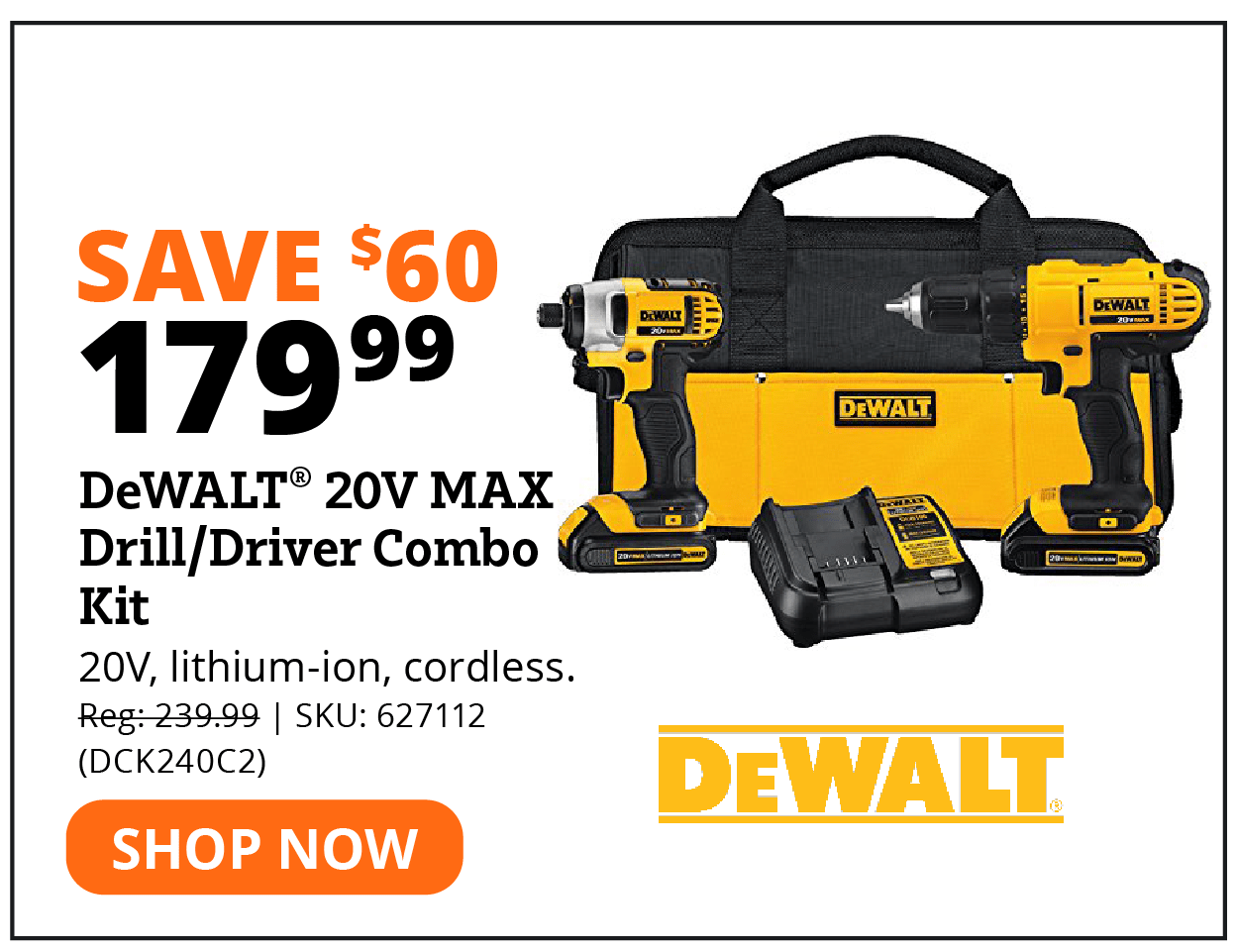 DeWALT® 20V MAX Drill/Driver Combo Kit