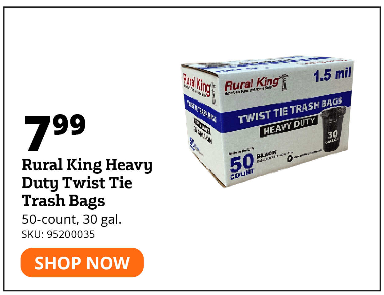 Rural King Heavy Duty Twist Tie Trash Bags