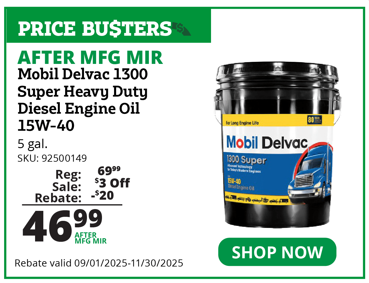 Mobile Delvac 1300 Super Heavy Duty Diesel Engine Oild 15W-40
