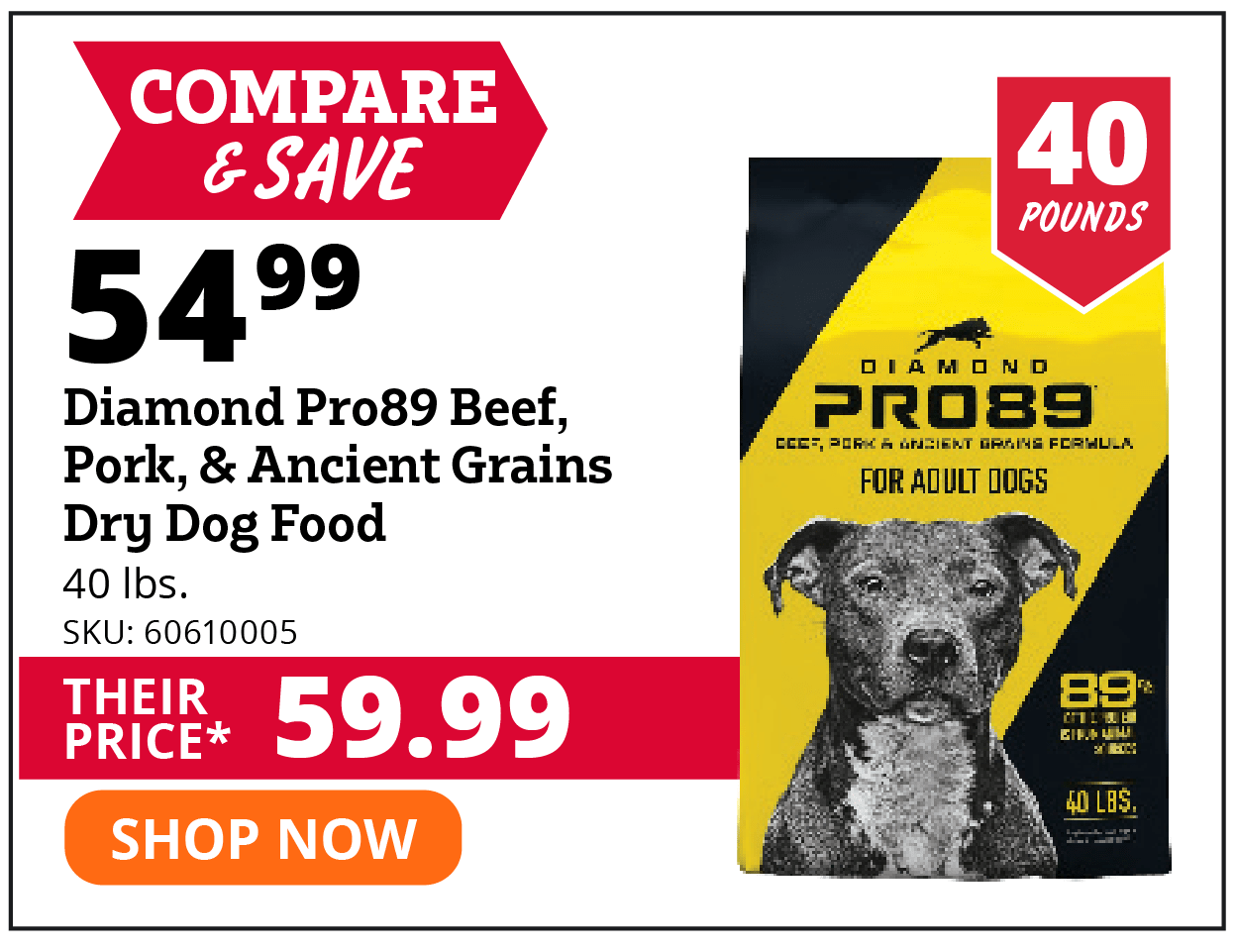 Diamond Pro89 Beef, Pork, & Ancient Grains Dry Dog Food