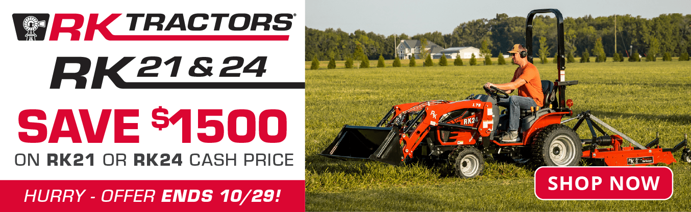 RK Tractors RK 21 & RK 24 Save $1500 Cash Price