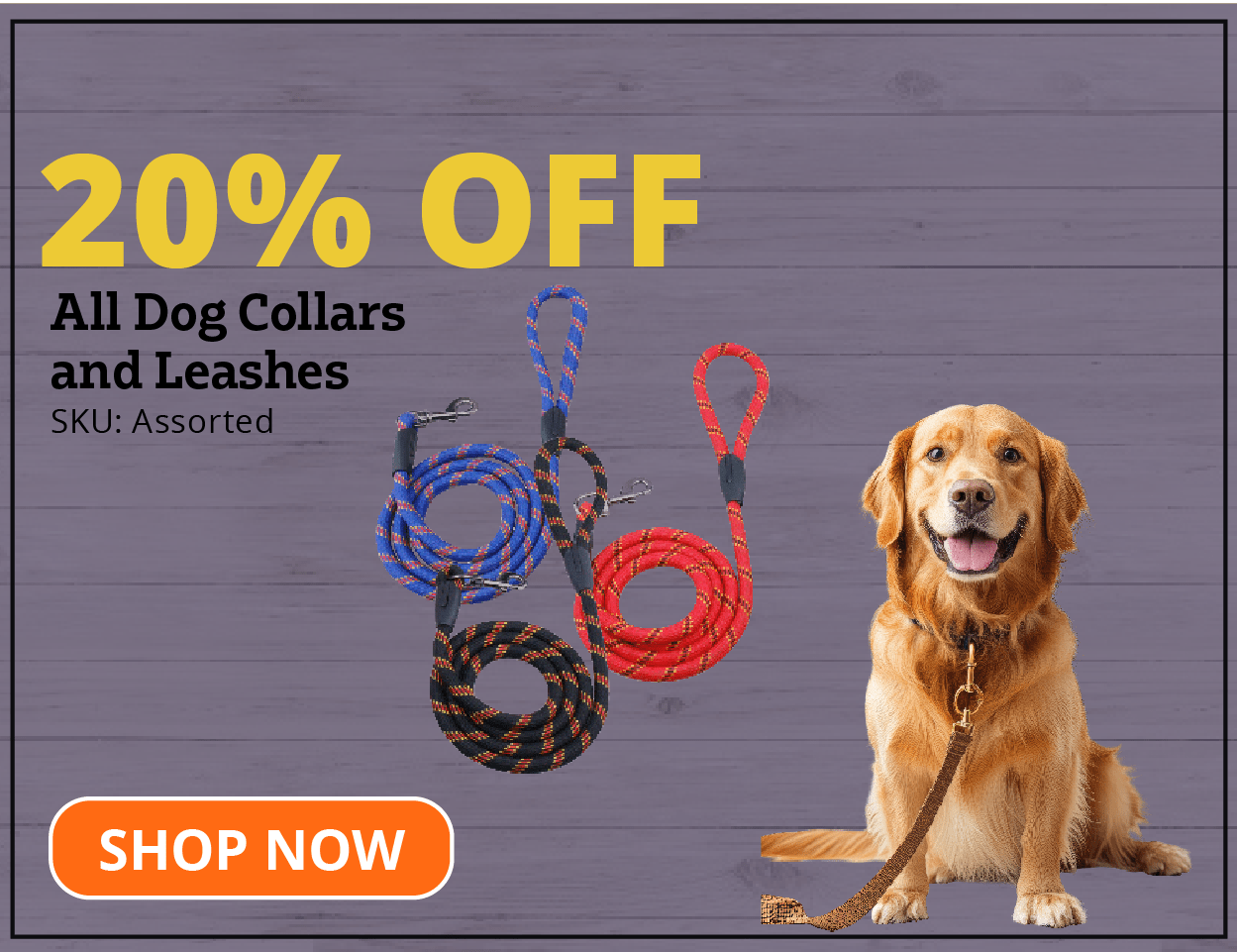 20% off All Dog Collars and Leashes