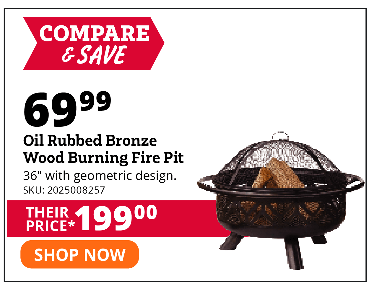 Oil Rubbed Bronze Wood Burning Fire Pit