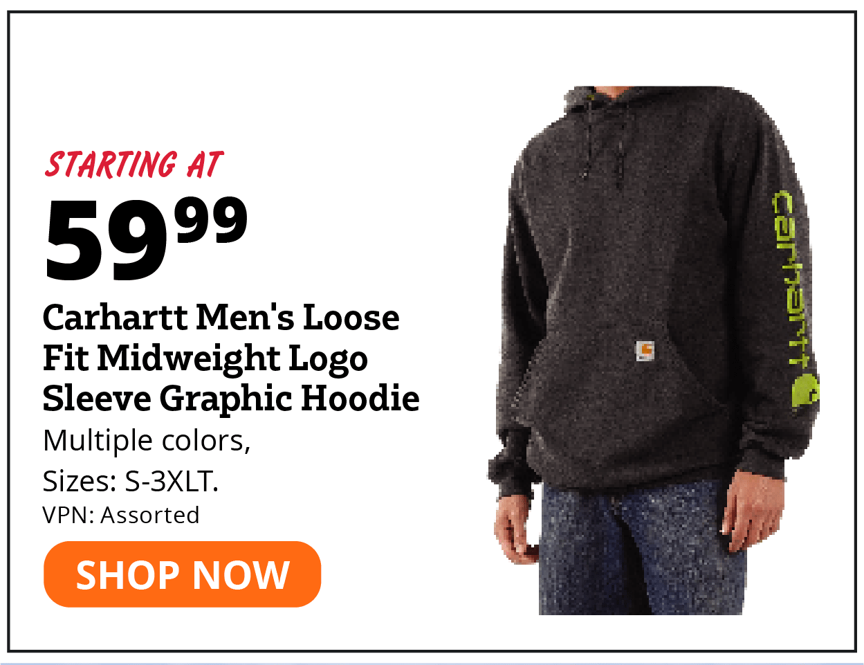 Carhartt Men's Loose Fit Midweight Logo Sleeve Graphic Hoodie