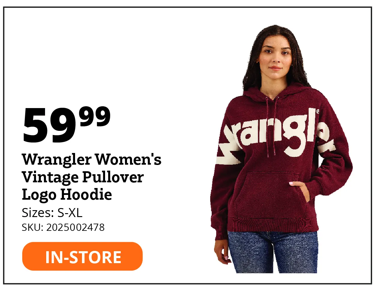 Wrangler Women's Vintage Pullover Logo Hoodie
