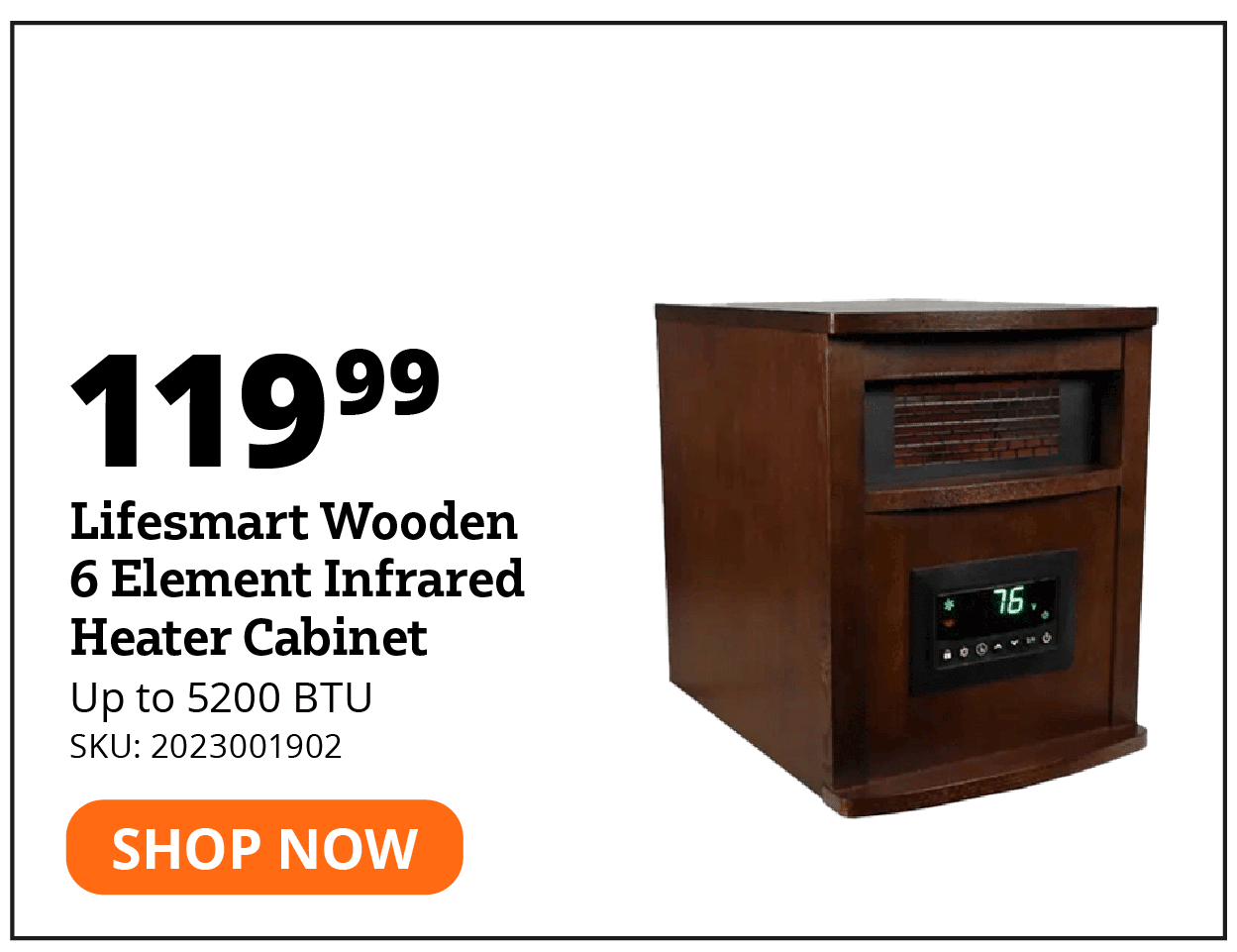 Lifesmart Wooden 6 Element Infrared Heater Cabinet