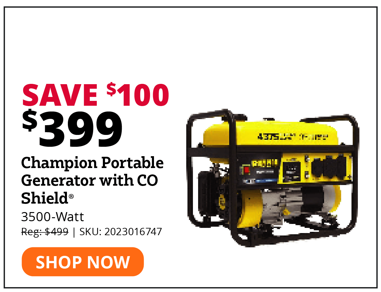 Champion Portable Generator with CO Shield
