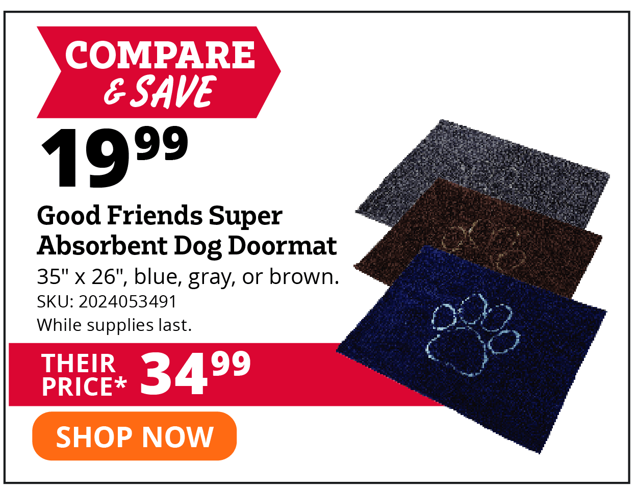 Good Friends Super Absorbent Dog Doormat