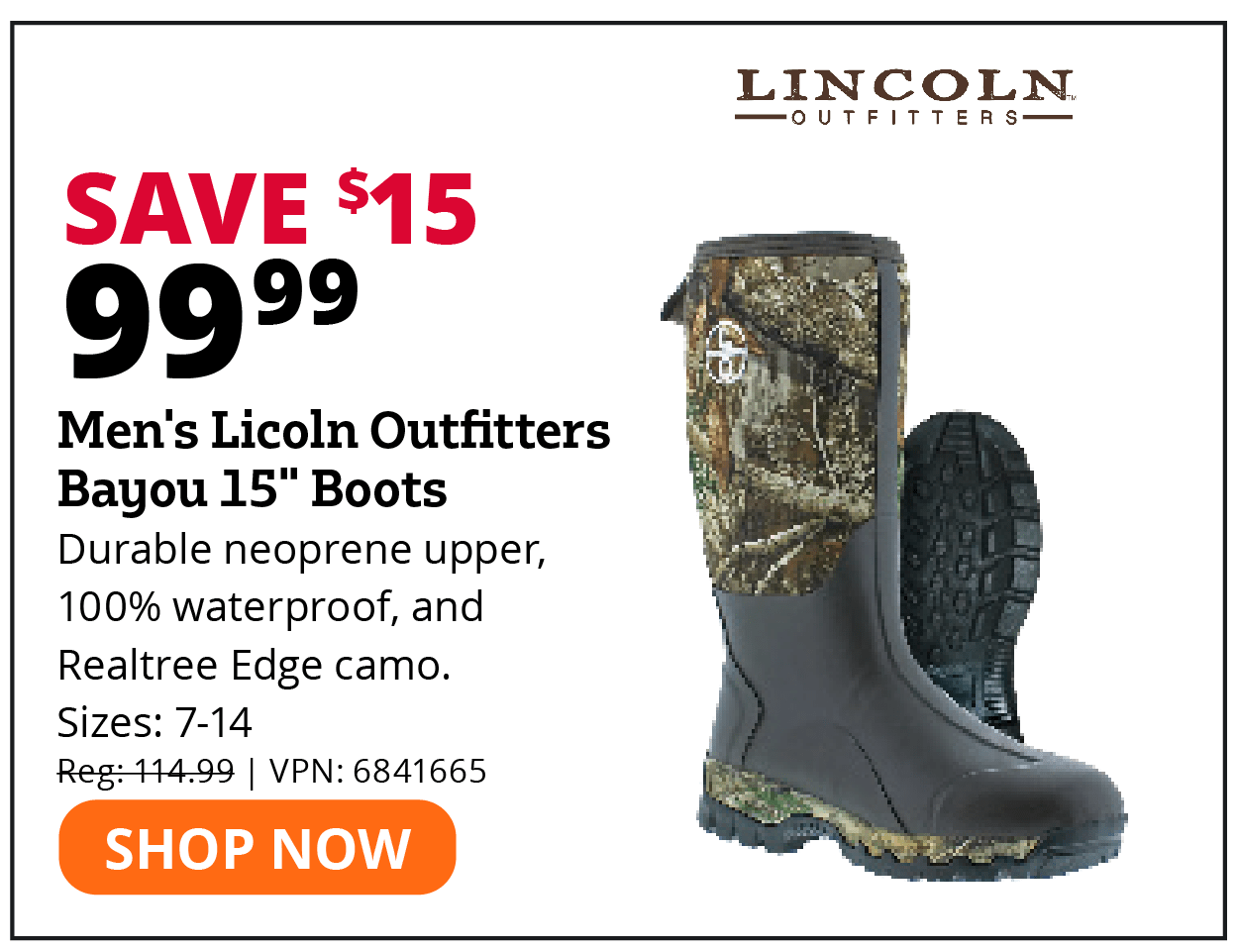 Men's Licoln Outfitters Bayou 15" Boots