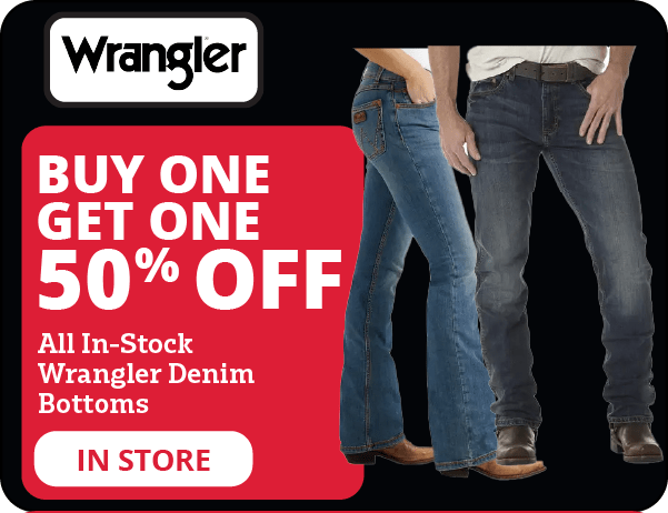 Buy One Get One 50% Off All In-Stock Wrangler Denim Bottoms