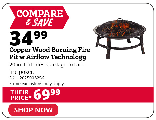 Copper Wood Burning Fire Pit with Airflow Technology
