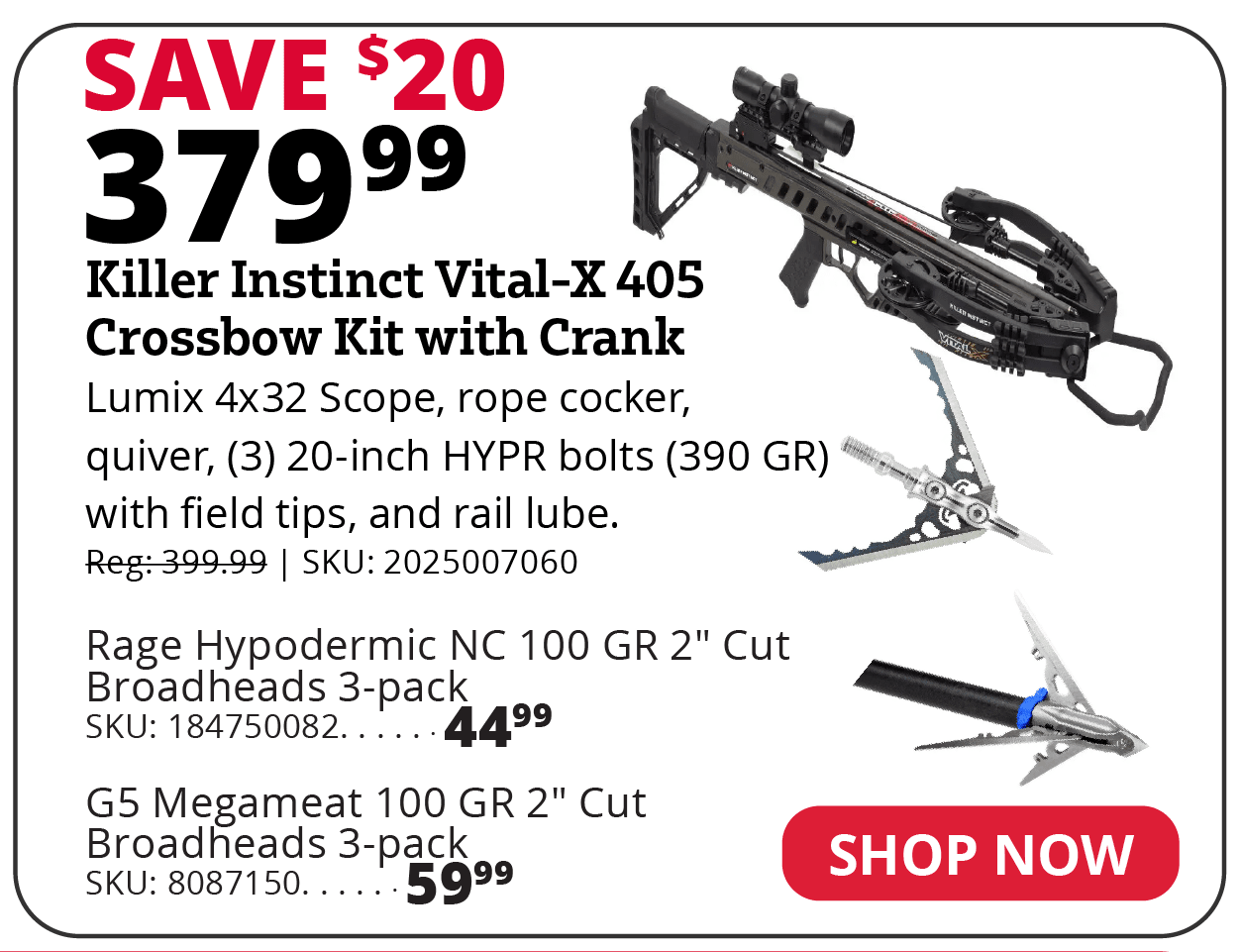 Killer Instinct Vital-X 405 Crossbow Kit with Crank